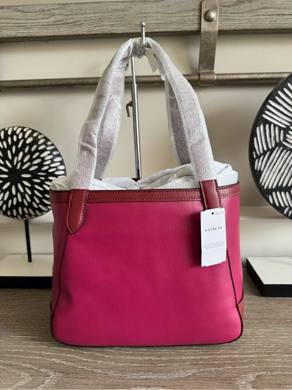 NWT Coach Tote 27 in colorblock with horse and carriage